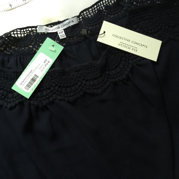 Navy Boatneck Blouse - Picture 5 of 8